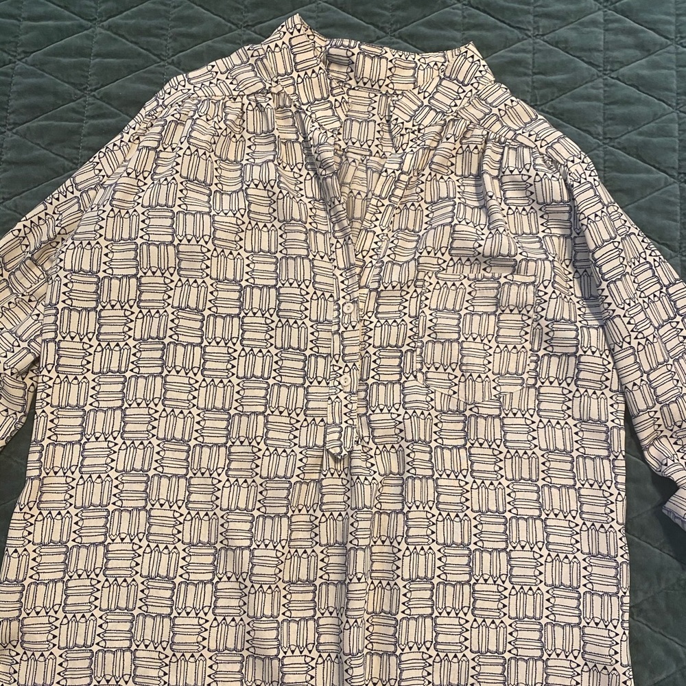 ModCloth Tunic Top With Novelty Pencil Print